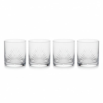 Palmetto Double Old fashion Glass Wine Coaster 4PC