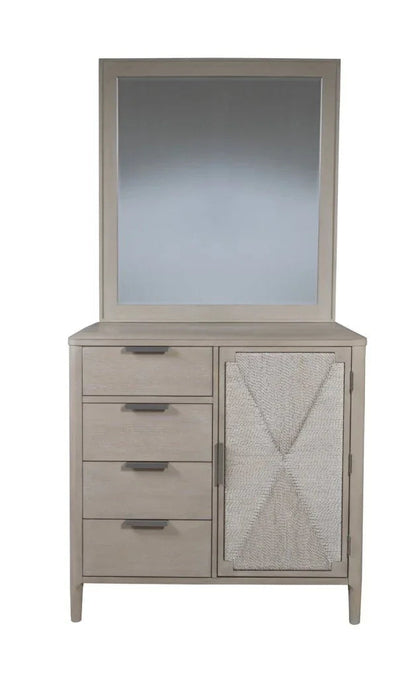 Pearl Asymmetrical Door Chest and Landscape Mirror