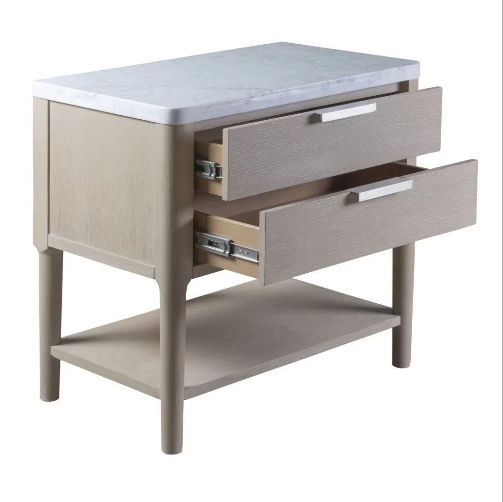 Pearl Leg Marble Top Nightstand and USB Port
