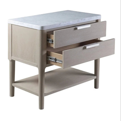 Pearl Leg Marble Top Nightstand and USB Port