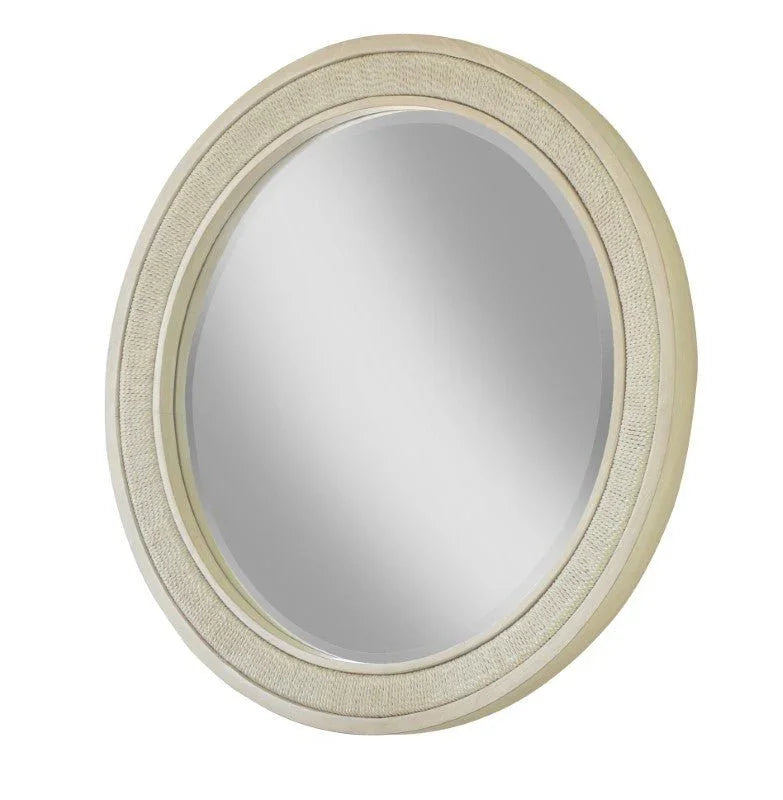 Pearl Six Drawer Dresser and Woven Round Mirror