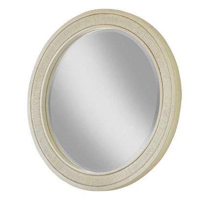 Pearl Six Drawer Dresser and Woven Round Mirror