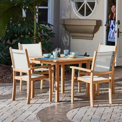 Pearl Stacking Teak Outdoor Dining Armchair 4PC