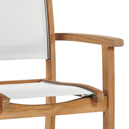 Pearl Stacking Teak Outdoor Dining Armchair 4PC
