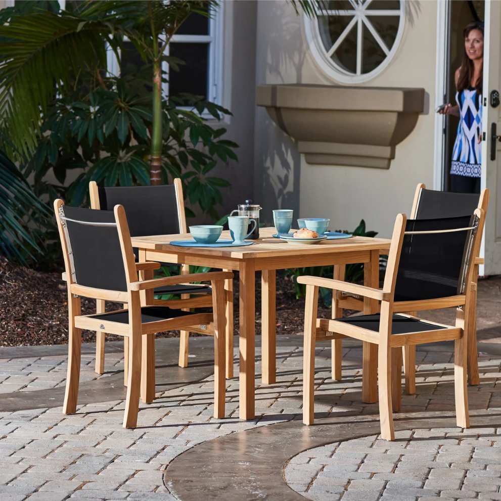 Pearl Stacking Teak Outdoor Dining Armchair 4PC