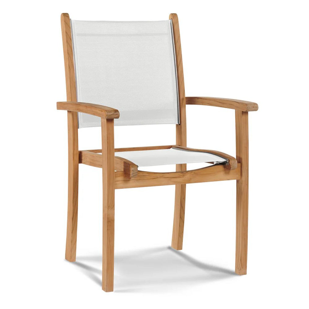 Pearl Stacking Teak Outdoor Dining Armchair 4PC