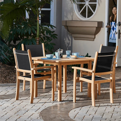 Pearl Teak Patio Square Dining Set 5PC