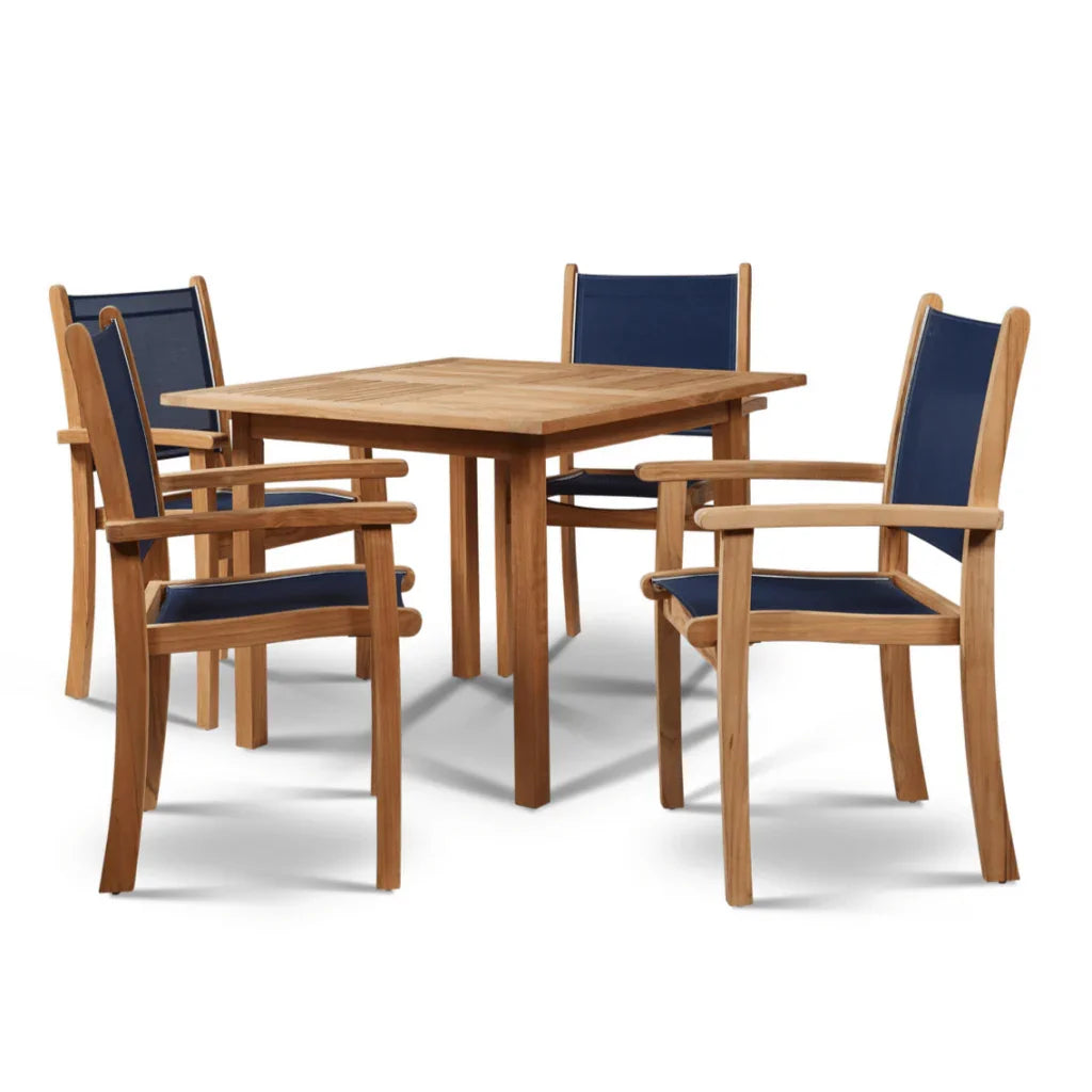 Pearl Teak Patio Square Dining Set 5PC