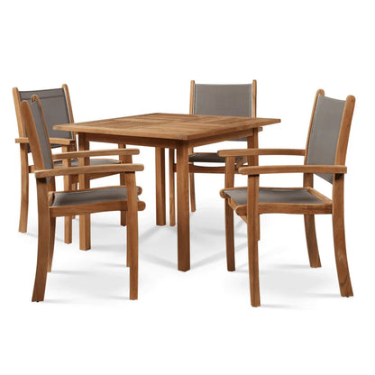 Pearl Teak Patio Square Dining Set 5PC