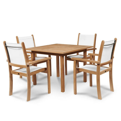 Pearl Teak Patio Square Dining Set 5PC