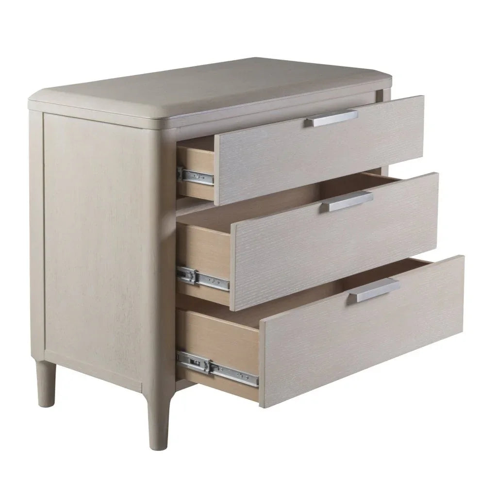 Pearl Three Drawer Wood Nightstand and USB port