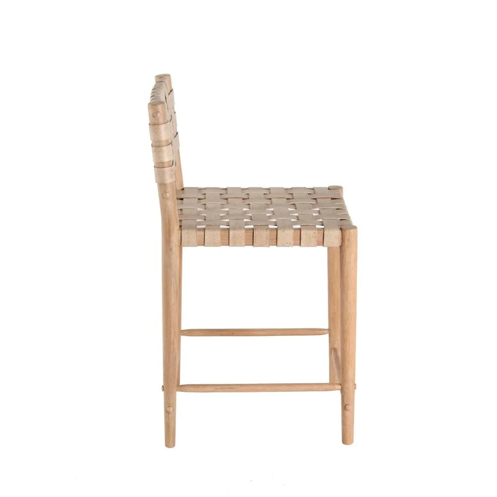 Perry Woven Leather Counter Stool