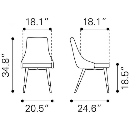 Piccolo Performance Fabric Armless Dining Chair (Set Of 2)