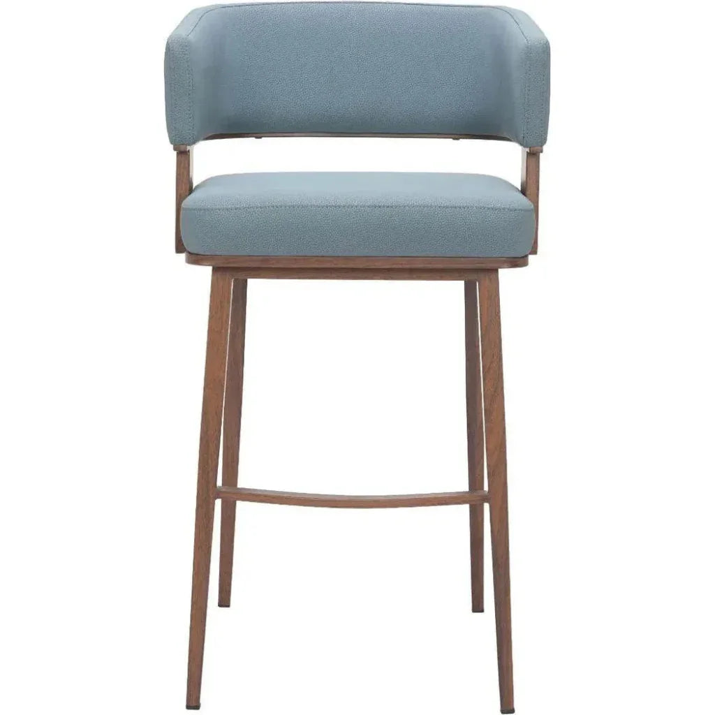 Poise Blue Plush Fabric Barstool 2PC