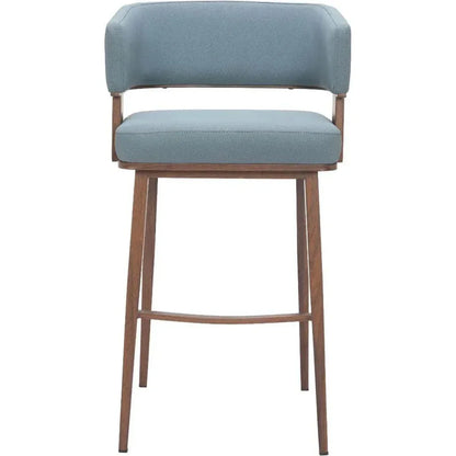 Poise Blue Plush Fabric Barstool 2PC
