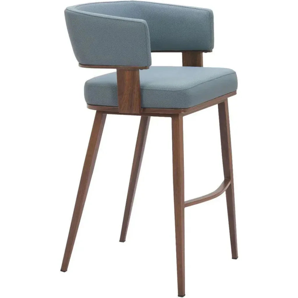 Poise Blue Plush Fabric Barstool 2PC