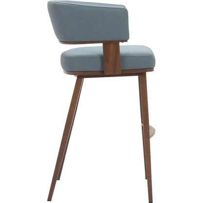 Poise Blue Plush Fabric Barstool 2PC