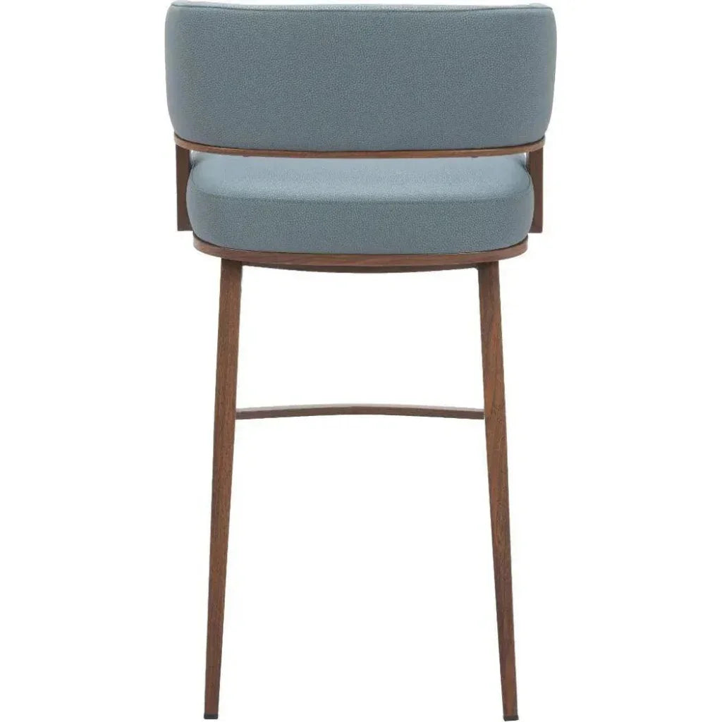 Poise Blue Plush Fabric Barstool 2PC