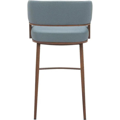 Poise Blue Plush Fabric Barstool 2PC