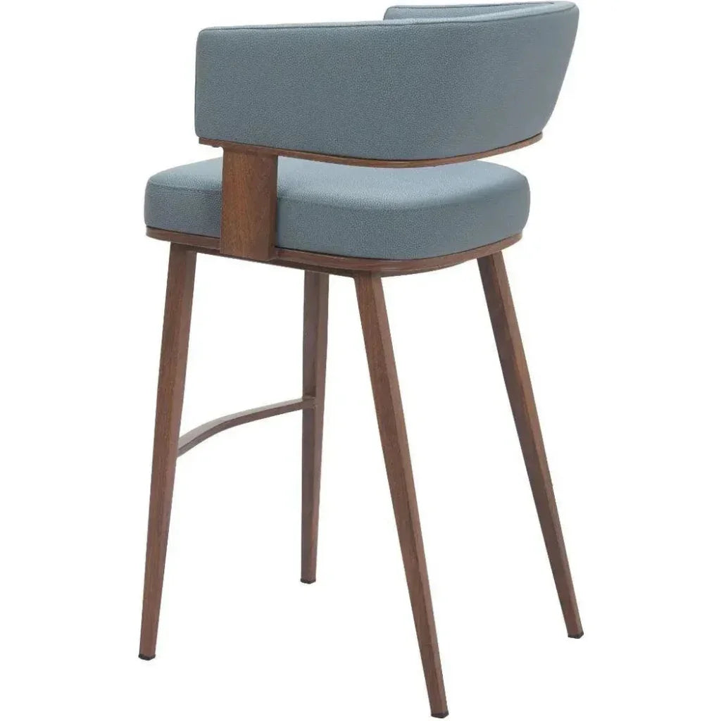 Poise Blue Plush Fabric Barstool 2PC