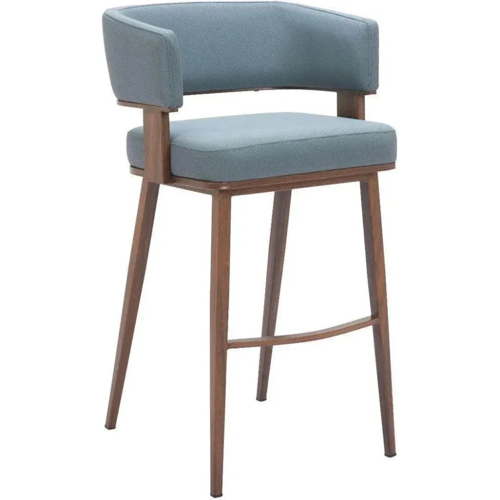 Poise Blue Plush Fabric Barstool 2PC