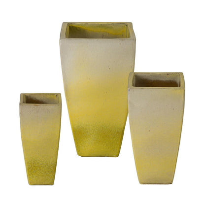 Quad Square Yellow Outdoor Planter (Set of 3)