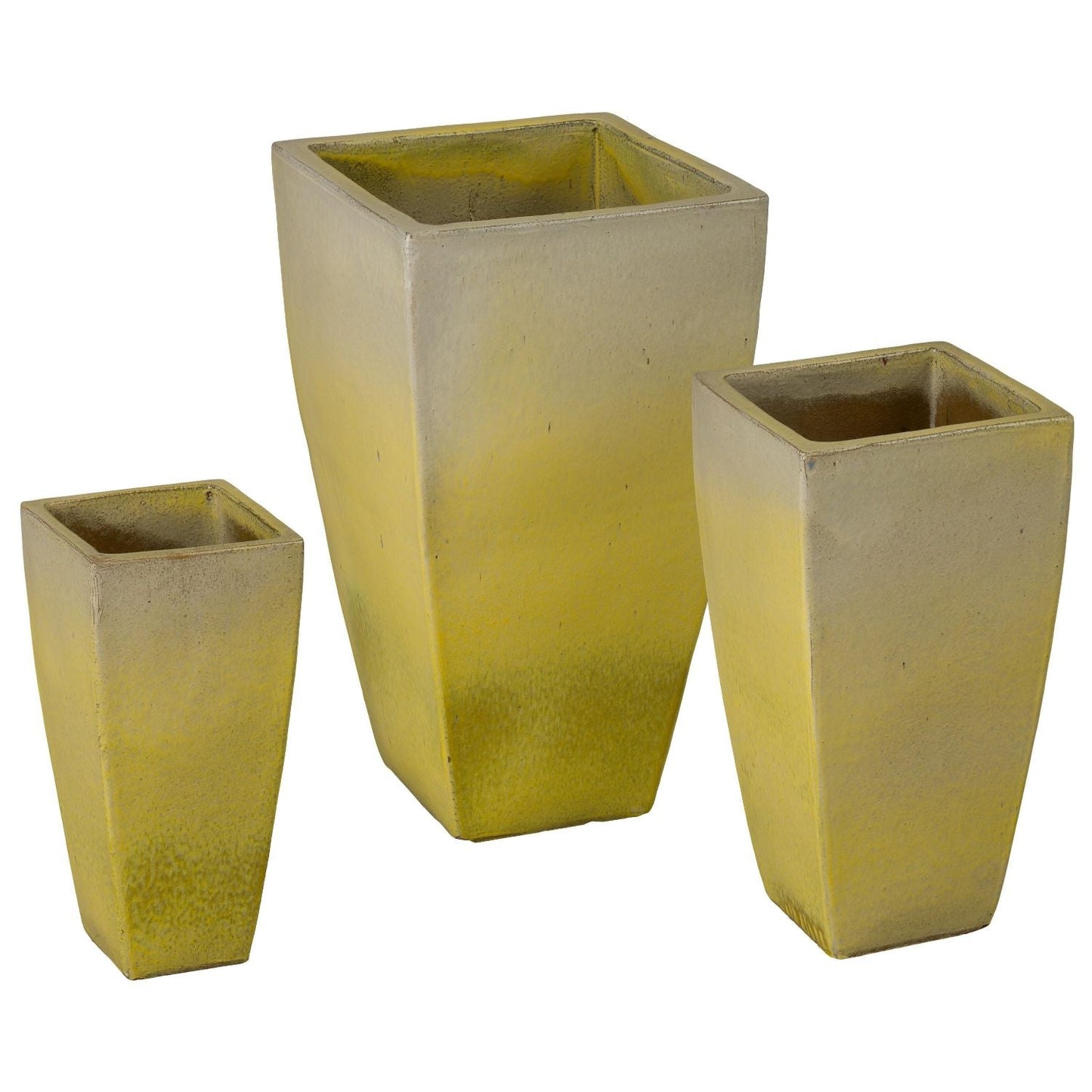 Quad Square Yellow Outdoor Planter (Set of 3)