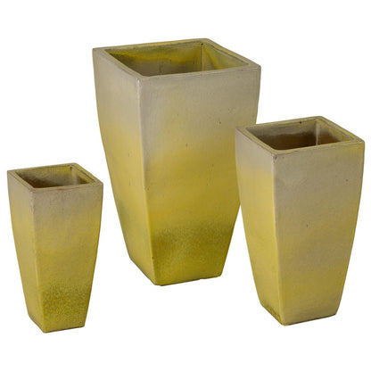 Quad Square Yellow Outdoor Planter (Set of 3)
