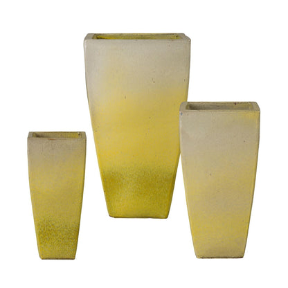 Quad Square Yellow Outdoor Planter (Set of 3)