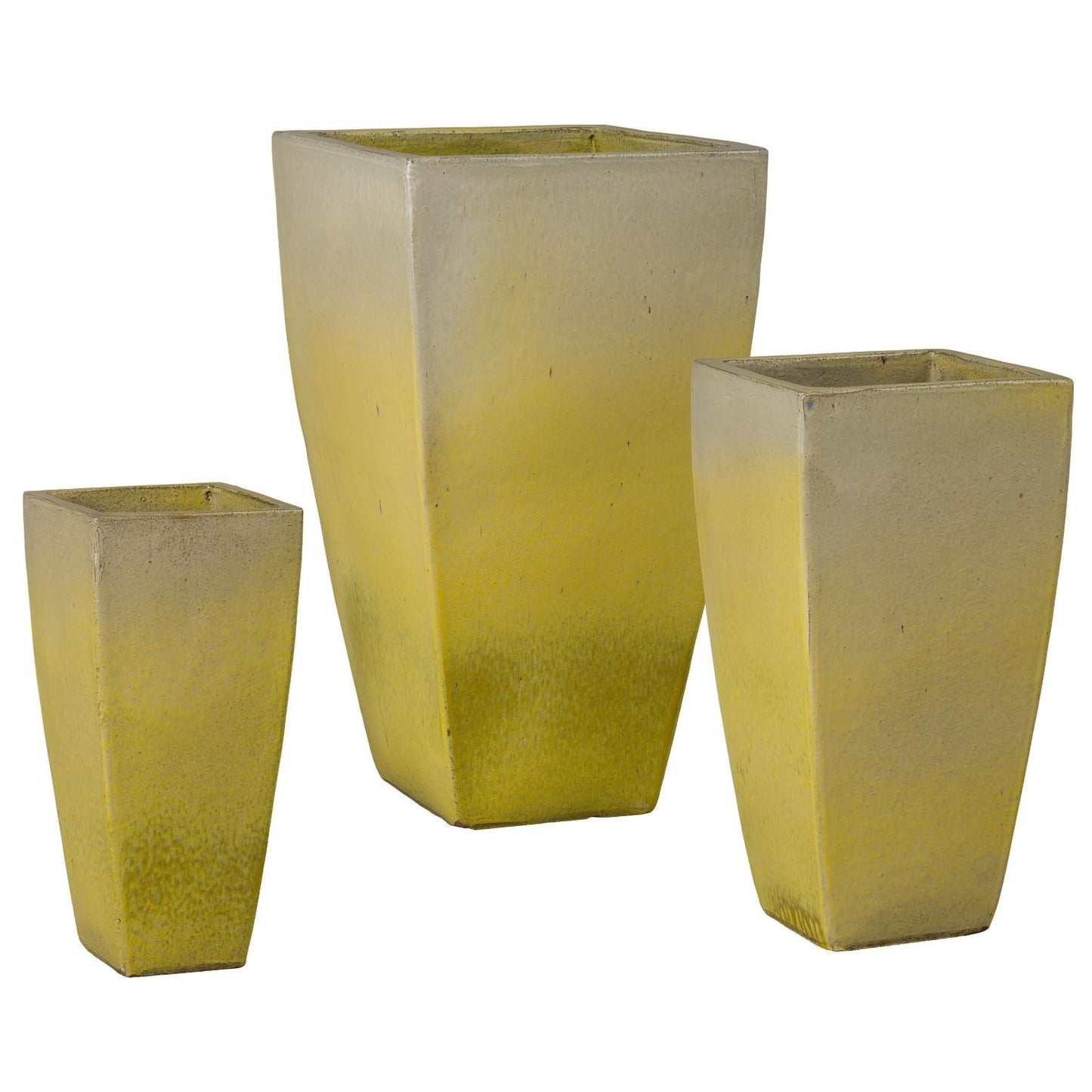 Quad Square Yellow Outdoor Planter (Set of 3)