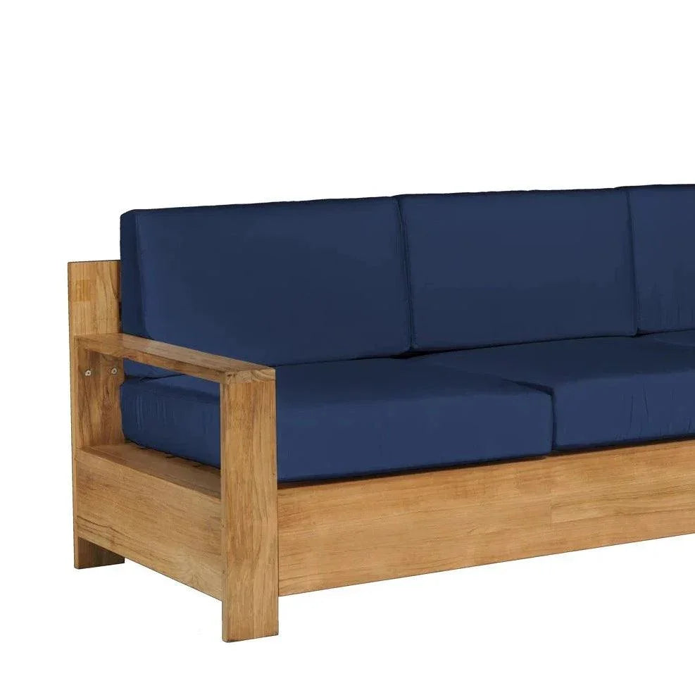 Qube Teak Deep Outdoor Couch with Sunbrella Cushions