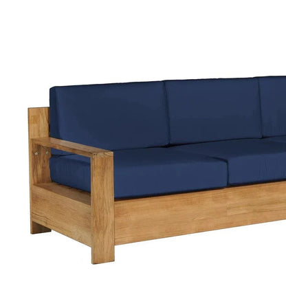 Qube Teak Deep Outdoor Couch with Sunbrella Cushions