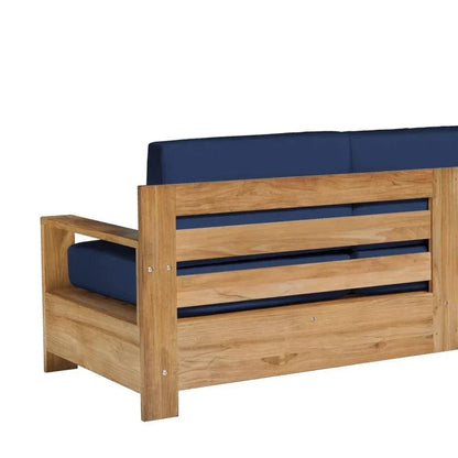 Qube Teak Deep Outdoor Couch with Sunbrella Cushions
