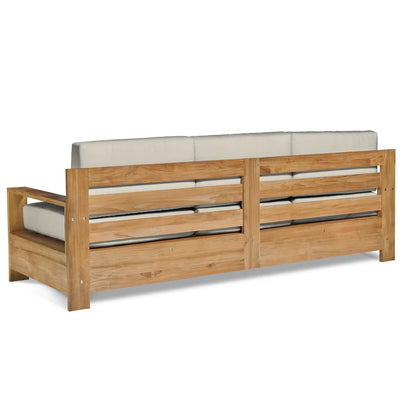 Qube Teak Deep Outdoor Couch with Sunbrella Cushions