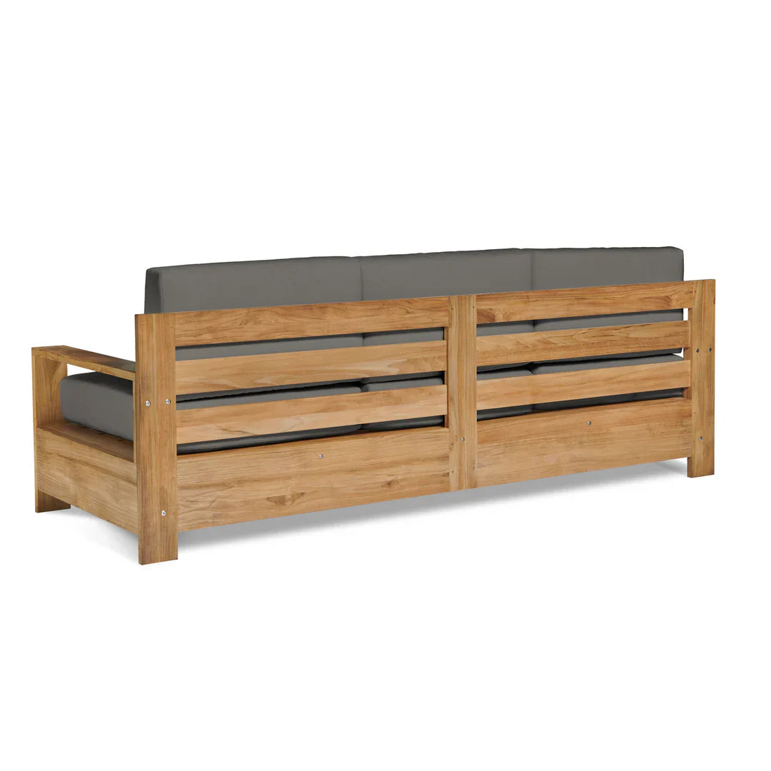 Qube Teak Deep Outdoor Couch with Sunbrella Cushions