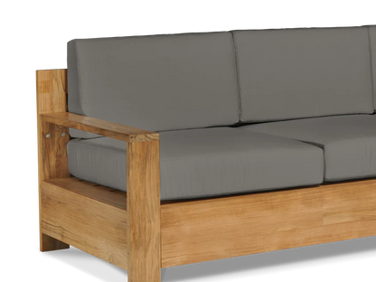Qube Teak Deep Outdoor Couch with Sunbrella Cushions