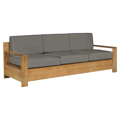 Qube Teak Deep Outdoor Couch with Sunbrella Cushions