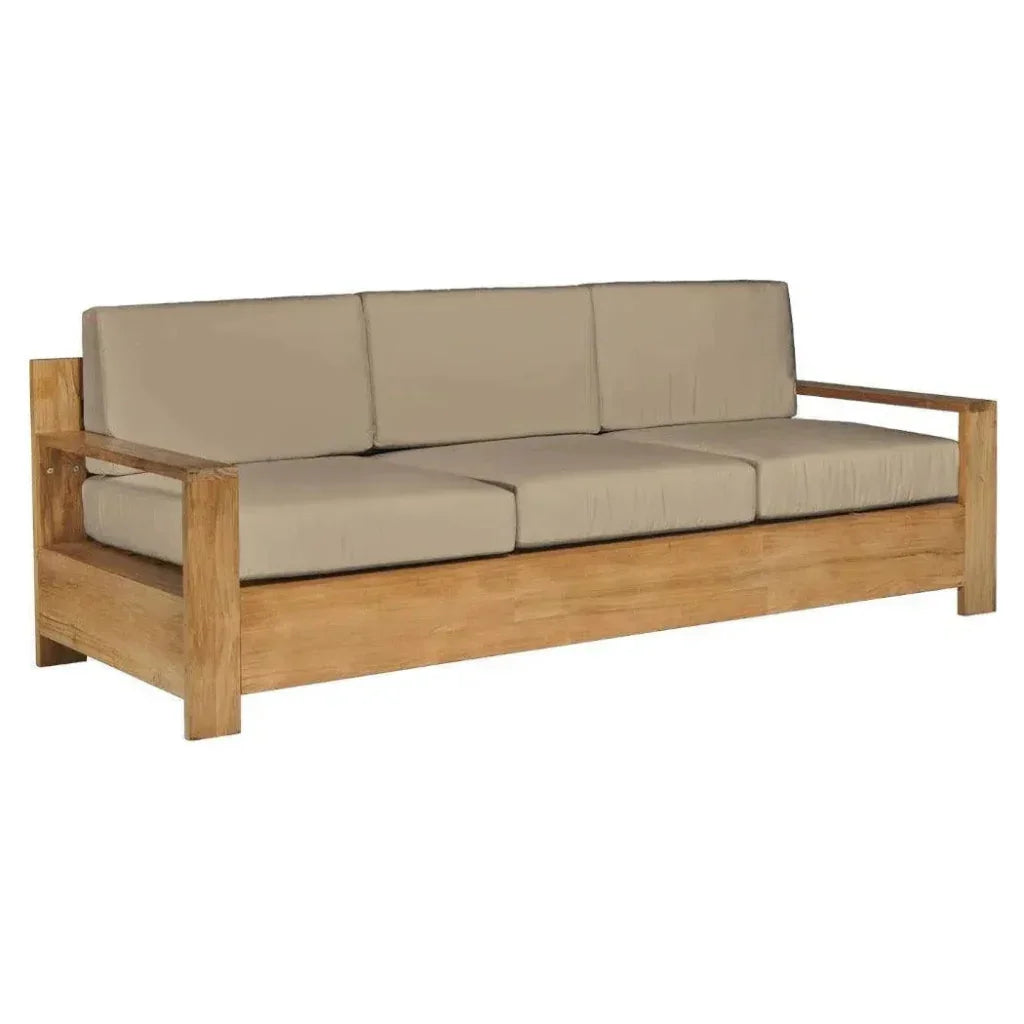 Qube Teak Deep Outdoor Couch with Sunbrella Cushions