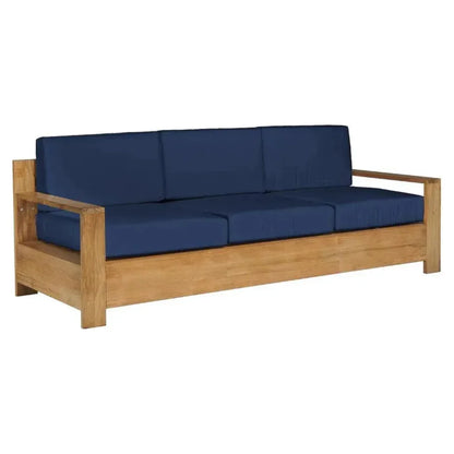 Qube Teak Deep Outdoor Couch with Sunbrella Cushions