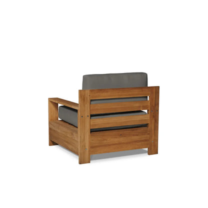Qube Teak Patio Deep Sofa Set with Sunbrella Cushion 4PC