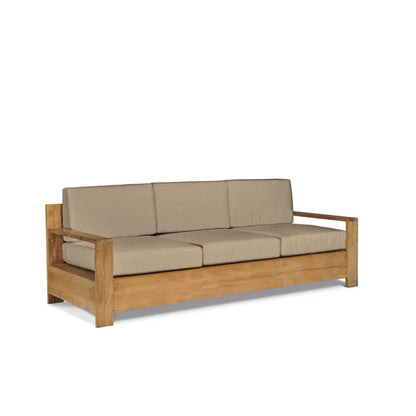 Qube Teak Patio Deep Sofa Set with Sunbrella Cushion 4PC