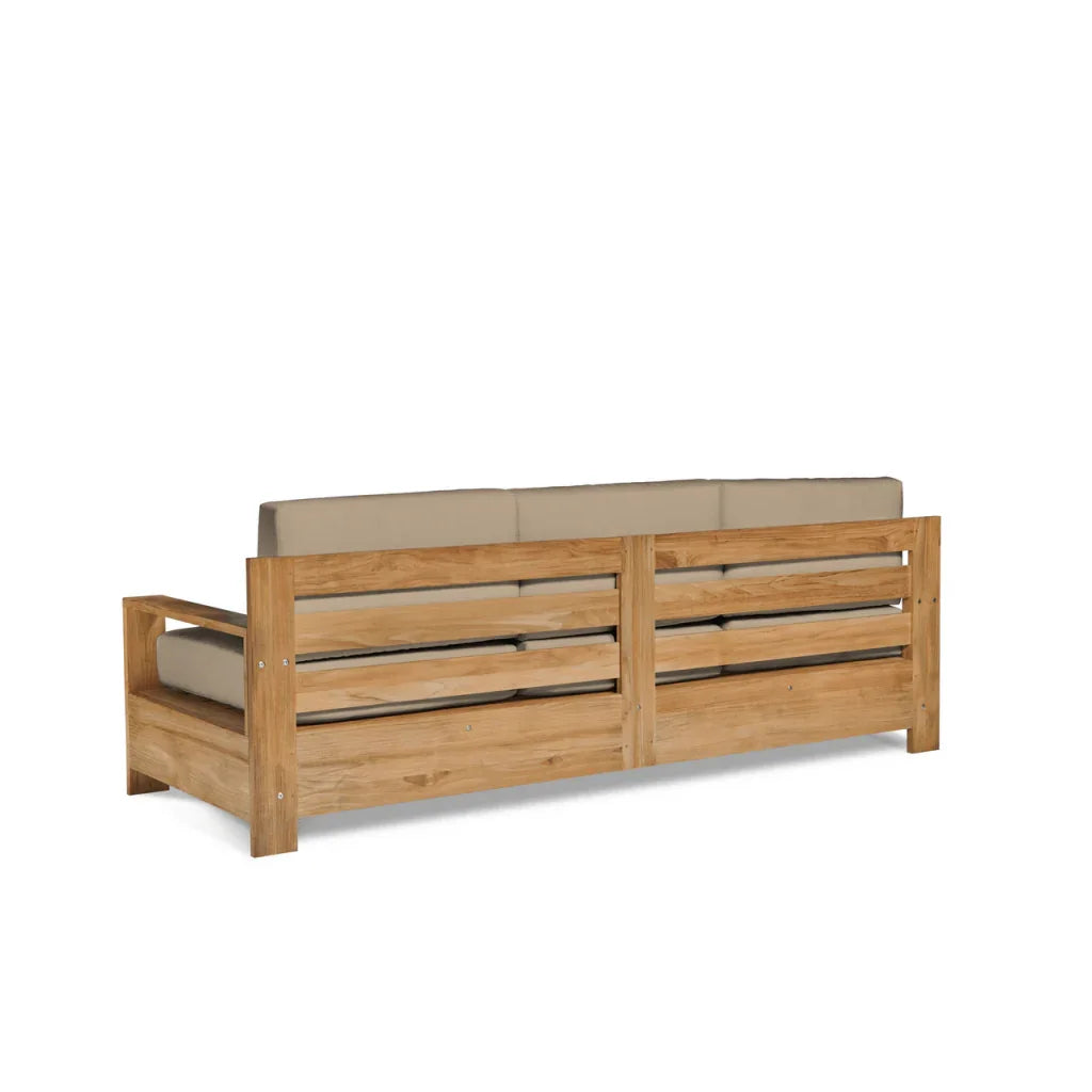 Qube Teak Patio Deep Sofa Set with Sunbrella Cushion 4PC