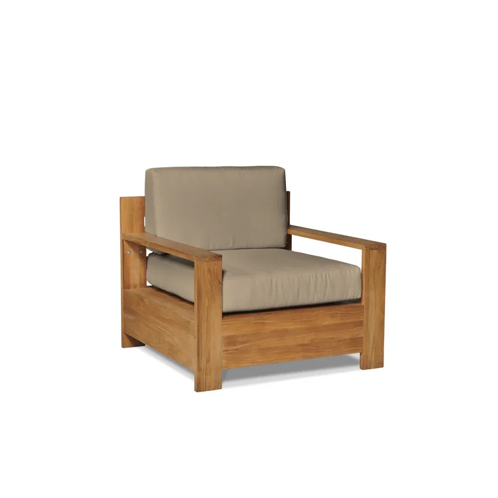 Qube Teak Patio Deep Sofa Set with Sunbrella Cushion 4PC