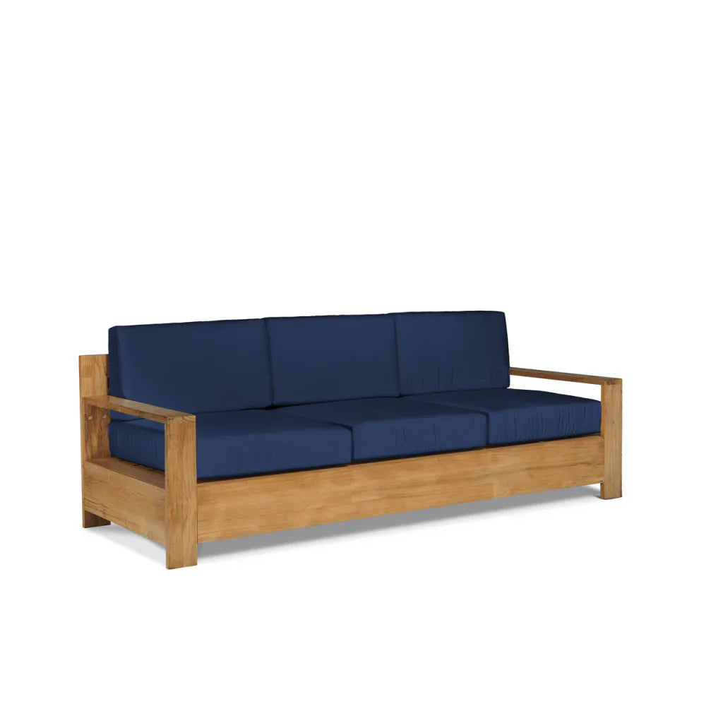Qube Teak Patio Deep Sofa Set with Sunbrella Cushion 4PC