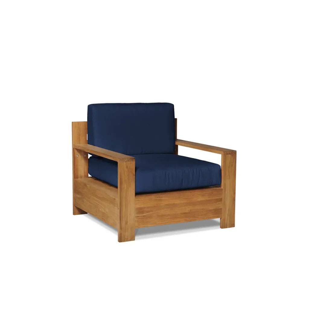 Qube Teak Patio Deep Sofa Set with Sunbrella Cushion 4PC