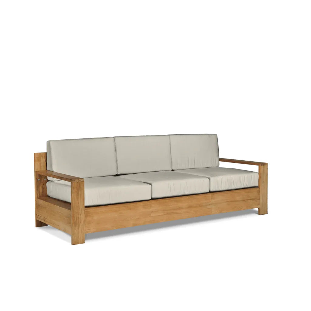 Qube Teak Patio Deep Sofa Set with Sunbrella Cushion 4PC