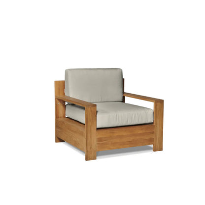 Qube Teak Patio Deep Sofa Set with Sunbrella Cushion 4PC