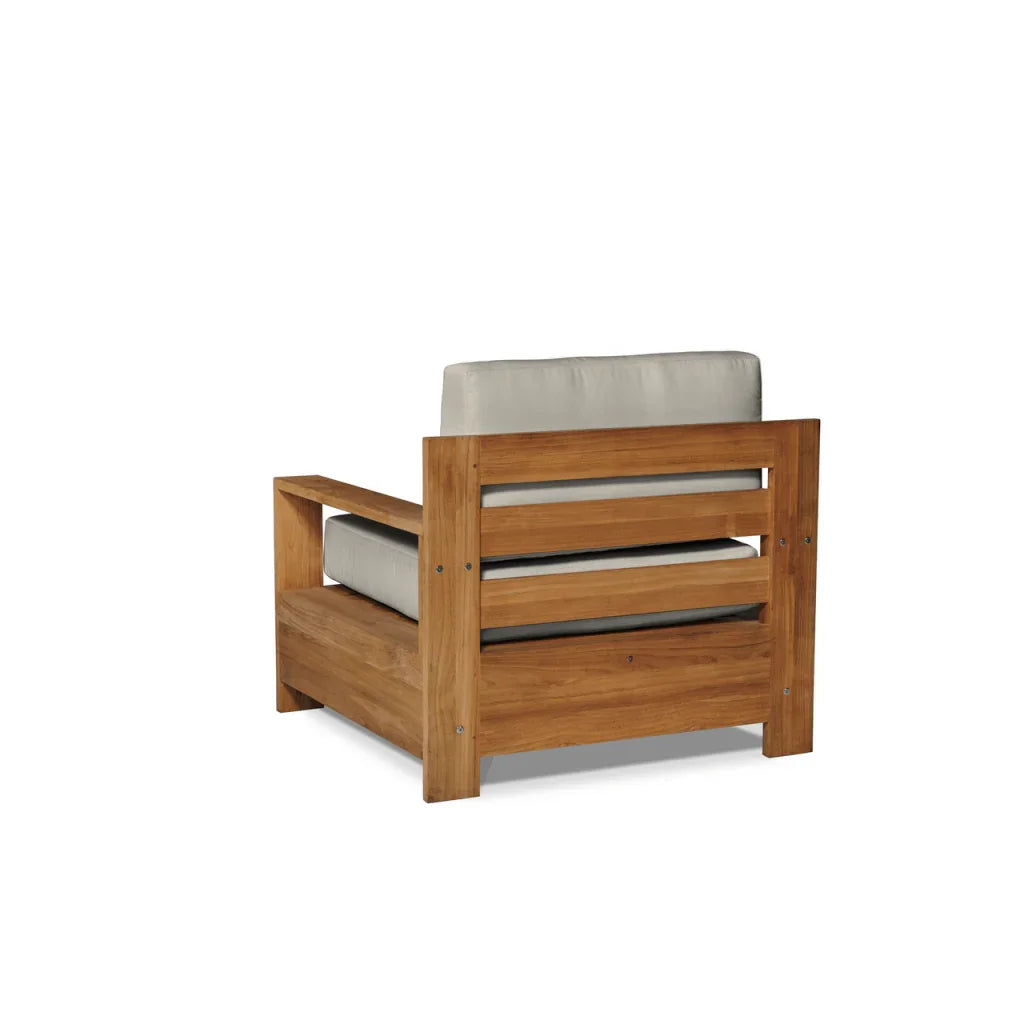 Qube Teak Patio Deep Sofa Set with Sunbrella Cushion 4PC