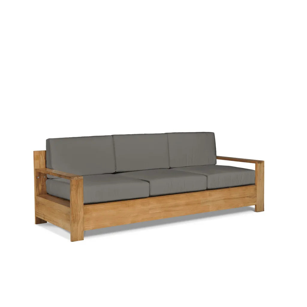 Qube Teak Patio Deep Sofa Set with Sunbrella Cushion 4PC