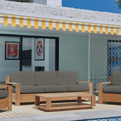Qube Teak Patio Deep Sofa Set with Sunbrella Cushion 4PC
